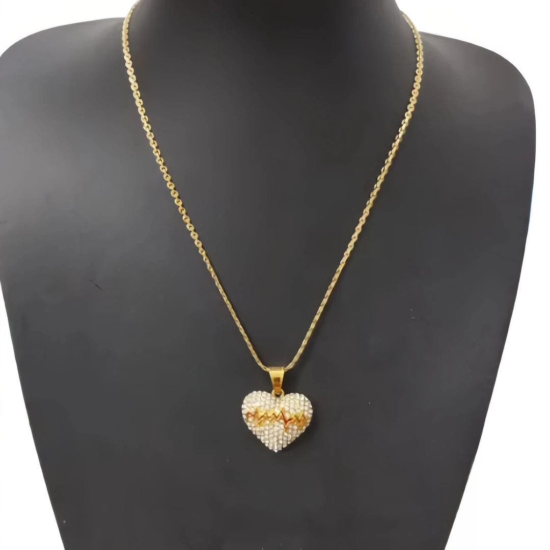 Kpop Romantische Liebesherz-Anhänger-Halskette mit CZ-Kubikzirkonia, Edelstahlkette für Damen und Herren, Schmuck