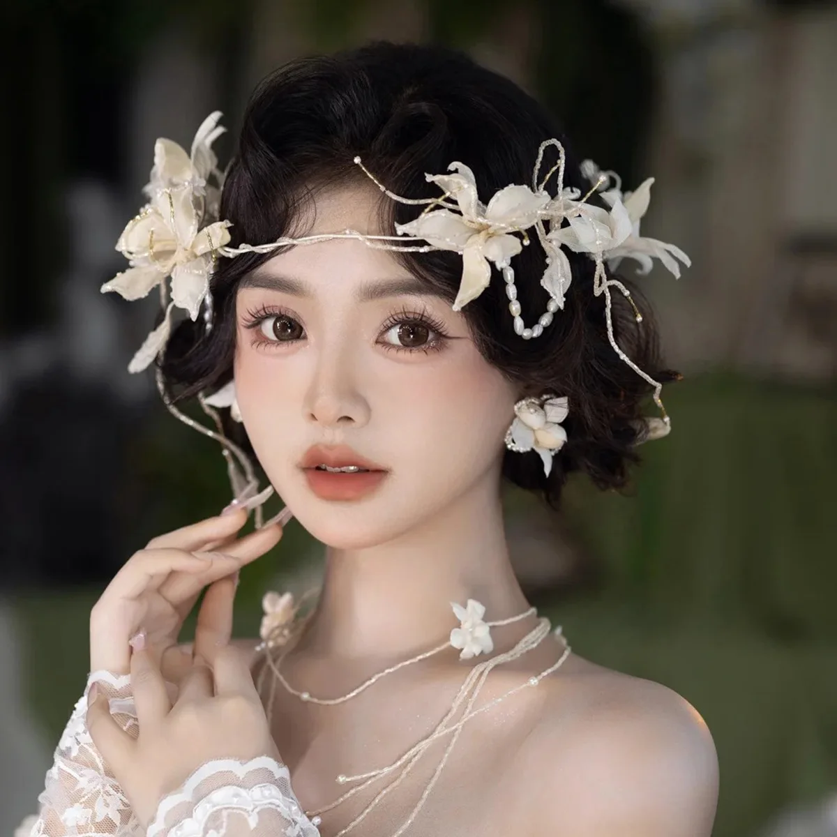 

New Super Fairy Flower Tassel Hairband Forest Style Elegant Bridal Headwear Wedding Photo Style Accessories Hair Accessories