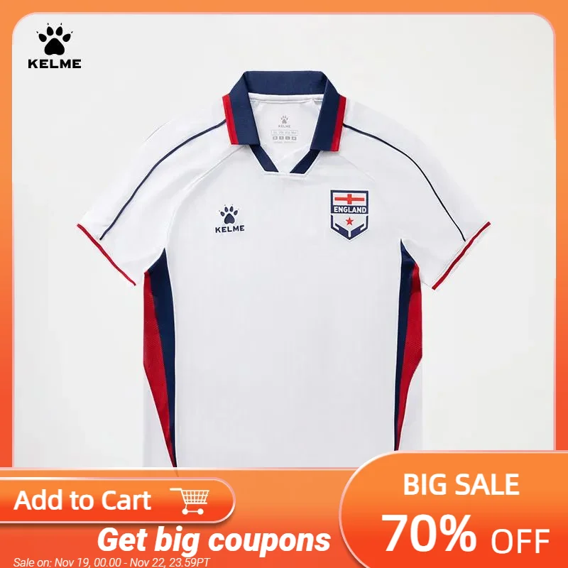 

Kelme European Theme Series Football Shirts Summer Sports Shortsleeve Outdoor Running Training Polo Soccer Clothing