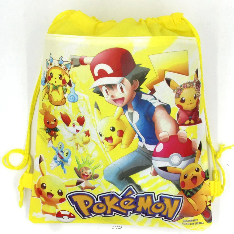 New Pokemon Pikachu Children nonwoven Fabric Travel Bag Cartoon Storage Clothes Shoe Bag Cotton Drawstring Bag Portable Backpack