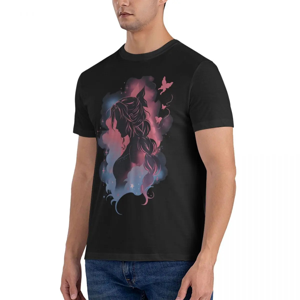 Men Aerith Graffiti T Shirts Final Fantasy 100% Cotton Clothes Funny Short Sleeve Round Collar Tees Adult T-Shirt