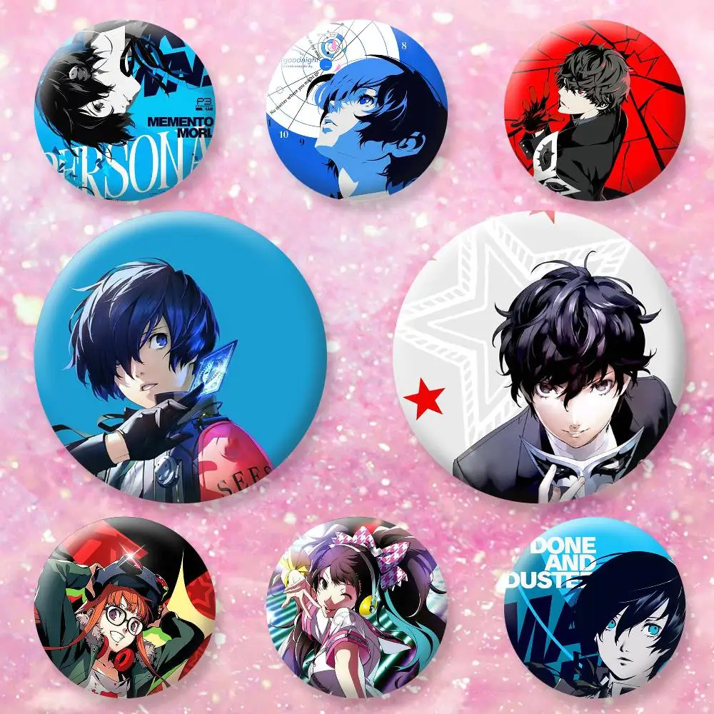 Game P-Persona 3 4 5 Anime Badges Creative Tinplate Button PinsBrooch Badge Clothes Backpack
