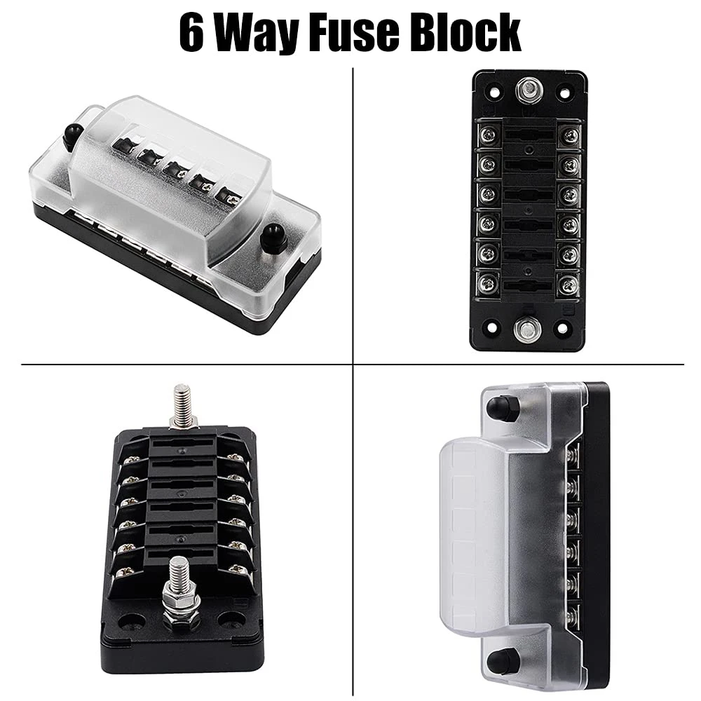 AEA7-6 Way Fuse Block Blade Fuse Box With Negative Bus - ATC/ATO For Boat Yacht Vehicle Auto RV Car Trailer Truck SUV