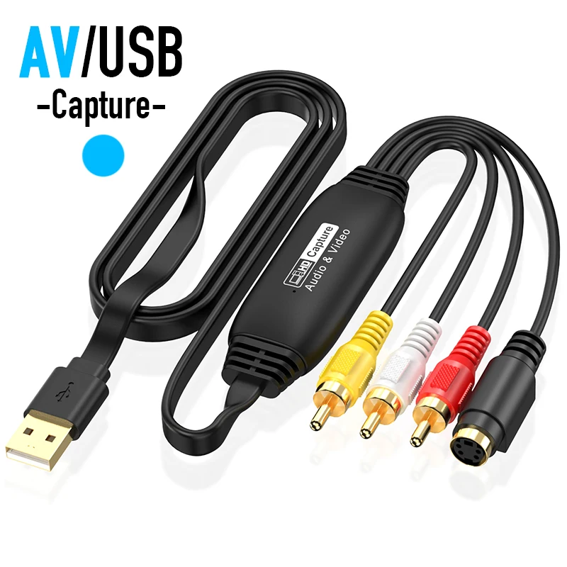 RCA AV to USB Video Audio Capture Card MS2107 CVBS S-Video Grabber 1080P/30Hz VHS TV DVD VCR DV Set Top Box Recorder for Mac PC