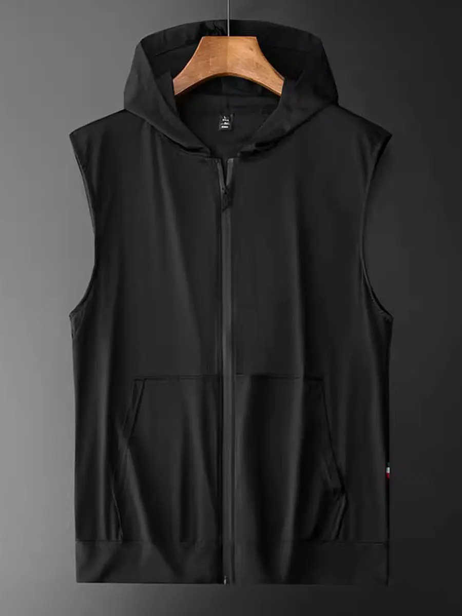 

Мужская спортивная майка больших размеров из ледяного шелка с молнией, с наплечными вставками, быстросохнущая, дышащая, легкая, летняя