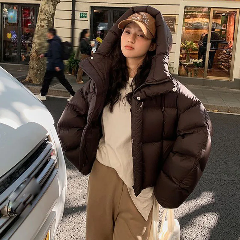 

Women's Hooded Down Cotton Overcoat Female Loose Casual Warm Parkas Outerwear Autumn Winter Girls Short Jacket Female Tops Coat