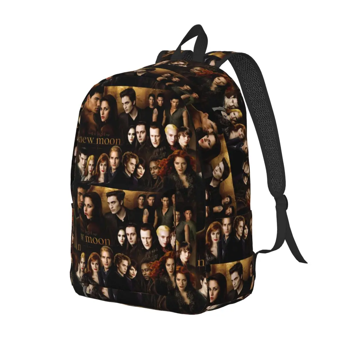 Edward Bella Jacob Black Backpack for Preschool Primary School Student Twilight Saga Bookbag Boy Girl Kids Canvas Daypack