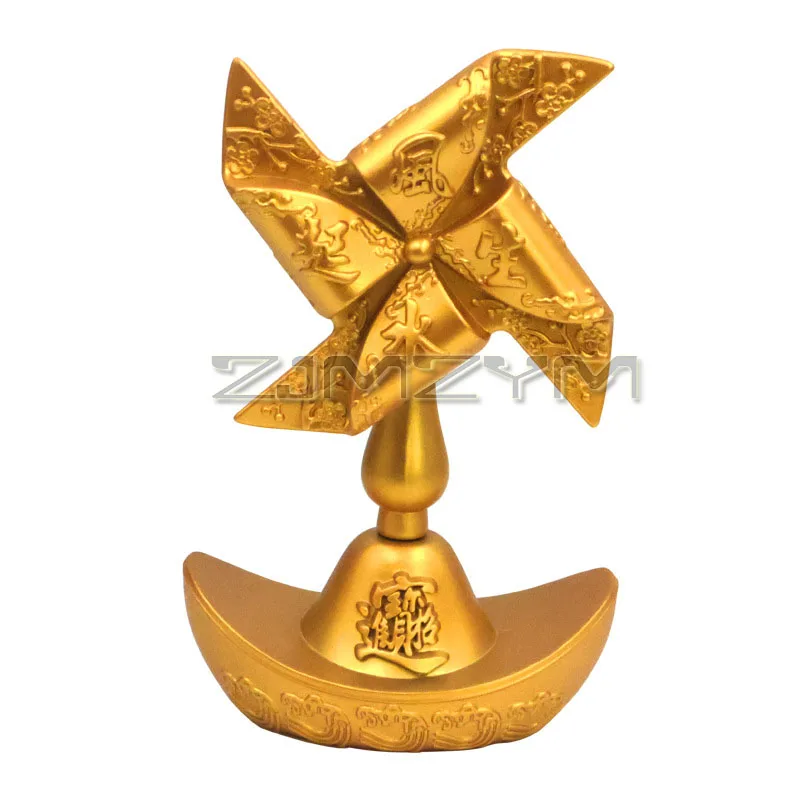 Metal Windmill Decorations Feng Shui Money Tree Statue Rotary Windmill Figurine Wealth Ornament For Home Decor Housewarming Gift