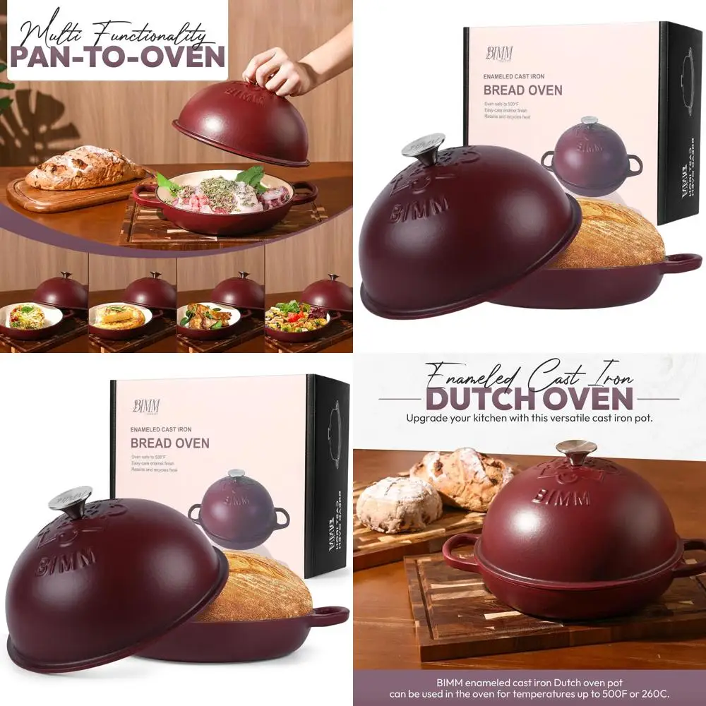 

Enamel-Coated Cast Iron Dutch Oven with Lid: Perfect for Sourdough and Versatile Baking, Non-Stick, Matte, Elegant Design & Comf