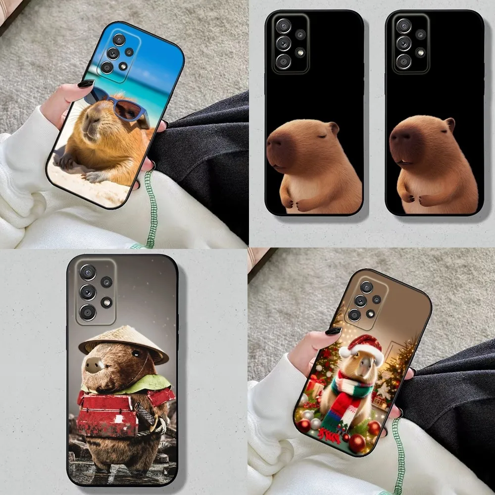

capybara Phone Case For Samsung S24,S23,S22,S21,S20,S10,S10E,S9 Plus FE Note 20 Ultra 10,9 Plus Black Cover Shell