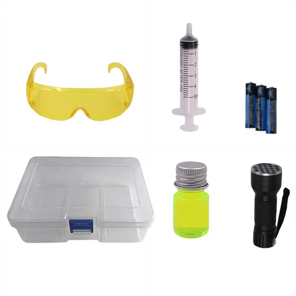 UV Fluorescent Leak Detector Kit for Air Conditionerr with Flashlight Goggles Syringe Professional HVAC Maintenance Tool