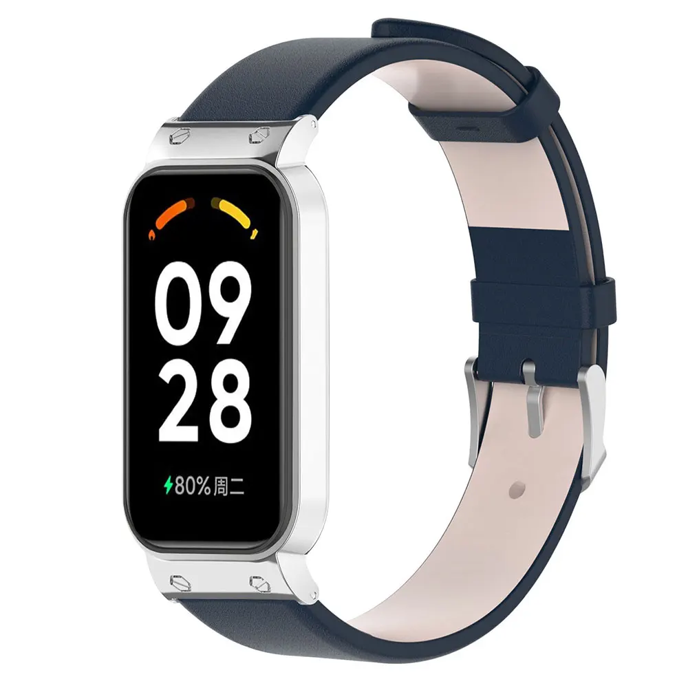 Pulsera de cuero con funda para Xiaomi Mi Band 8, pulsera de reloj inteligente para hombre y mujer, funda protectora activa