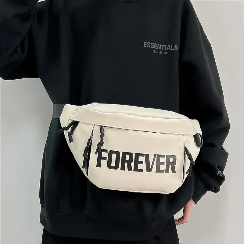 

Trendy Waist Pack Casual Letter Shoulder Bag Sport Running Belt Bag Oxford Gym Fitness Couple Large-capacity Chest Bag Women Men