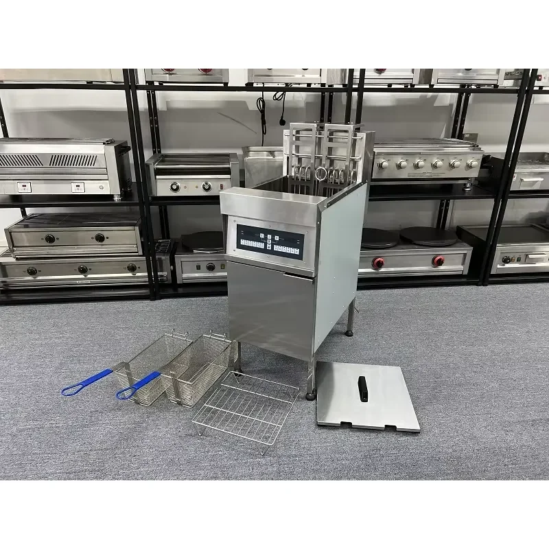 Commercial Vertical Double Cylinder Automatic Lifting 1 Tanks With 2 Basket Timer Electric Deep Fryer for Fast Food Deep