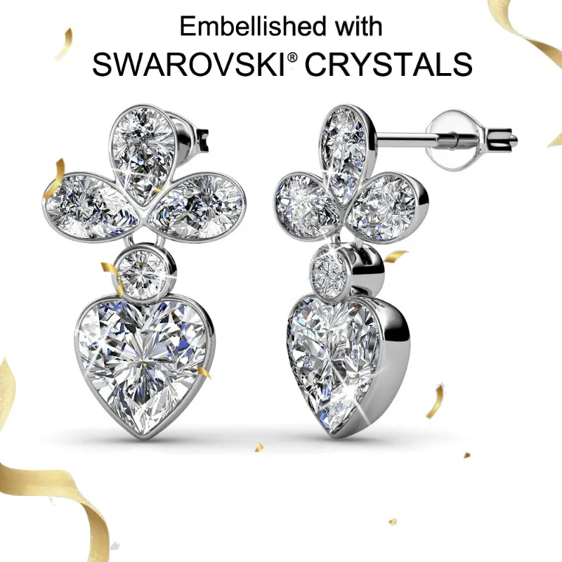 

Daisini висячие серьги в форме сердца с кристаллами Сваровски для женщин, стерлинговое серебро 925 пробы, модные ювелирные изделия из белого золота 18 карат