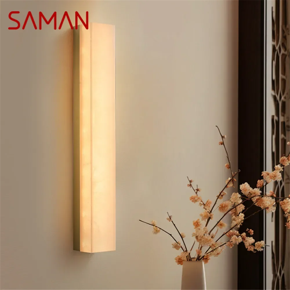 SAMAN Contemporary Brass Wall Lamp Creativity Marble Living Room Bedroom Study Room Hotel Villa Model Room Hall Way Aisle Light