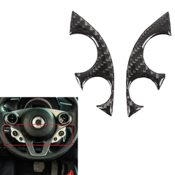 2Pcs/Set Car Carbon Fiber Steering Wheel Decoration Cover Trim Sticker Fit for Benz Smart 453 Fortwo 2016-2021