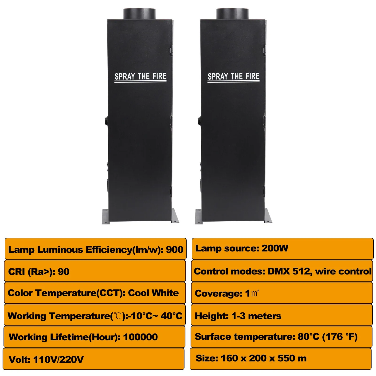 1/2pcs 200W Spray Fire Flame Projectors Stage Wedding DJ Party Show Machine Fire Projectors Machine Professional Stage Projector