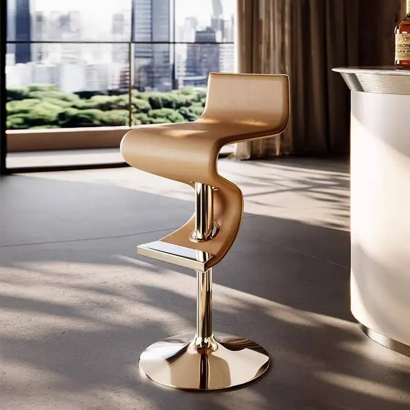 Beige Comfortable Bar Chair Design Minimalist Decorative Accessories Bar Chair Restaurant Cafe Silla Escritorio Club Furniture