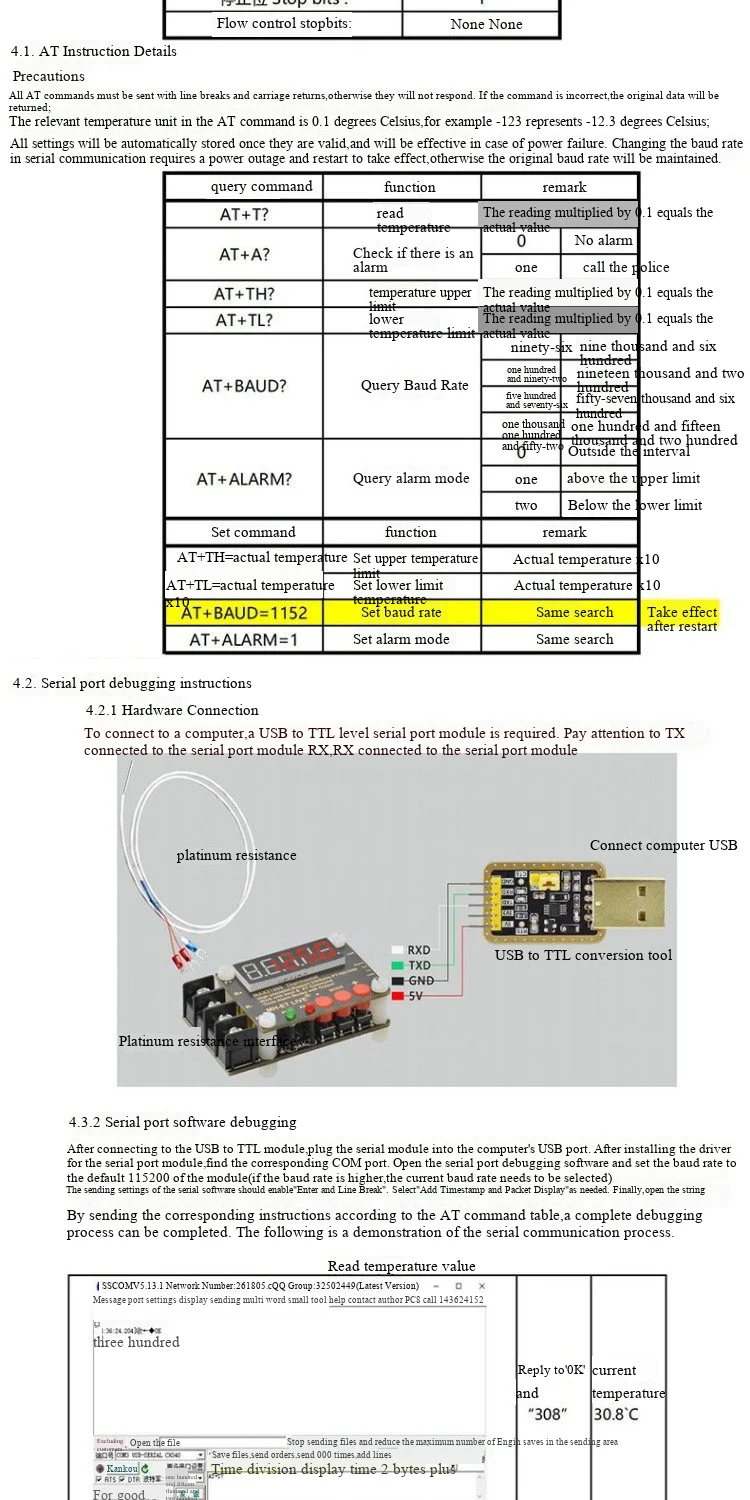 MAX31865 hochpräzises Isolations-Temperatur-Sammelmodul PT100 serieller Port-Ausgang für Software-Debugging am Obercomputer – Detail 4