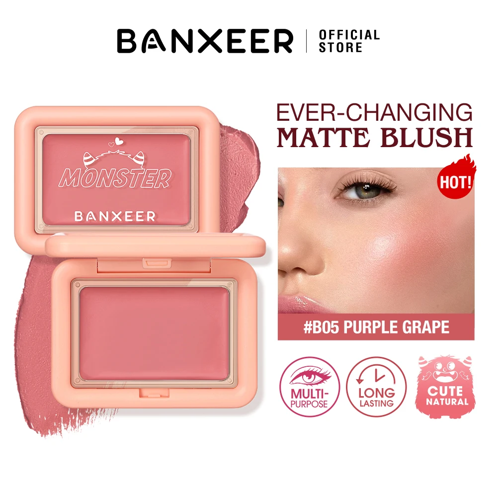 BANXEER Blush Cream Gezichtsrouge 5 kleuren Steeds veranderende Matte Shimmer Waterdicht Langdurig 3 IN 1 Multifunctionele Blush Gezichtsmake-up