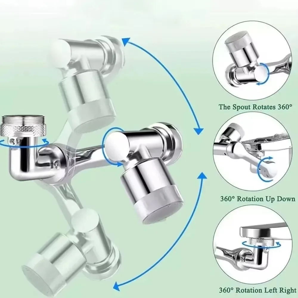 1080 Degree Swivel Faucet Extender Sprayer Head 2 Mode Splash Proof Faucet Spray Head Filter Adjustable Water Saving