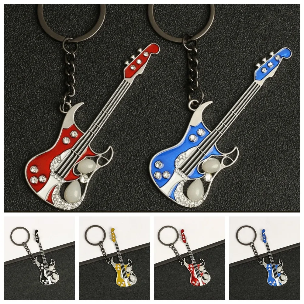 

Fashion Guitar Shape Guitar Keychain Mini Y2k Y2k Guitar Keyring Alloy Creative Spot Drill Guitar Keychain Women Gifts