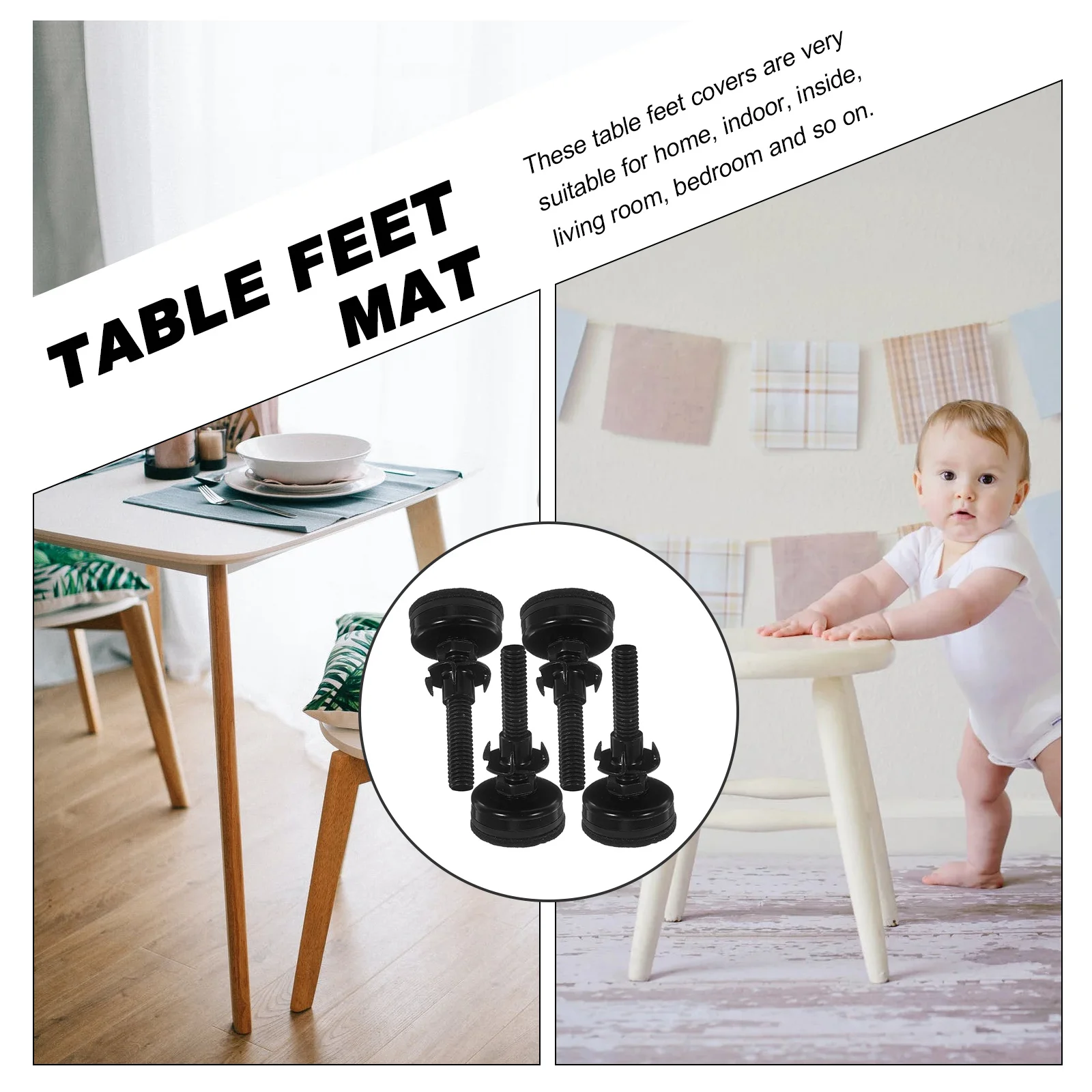 

4 Sets Adjustable Furniture Levelers Table Feet Leg Risers Abs Extenders for Chairs Beds Sofas Durable Sturdy Anti Slip