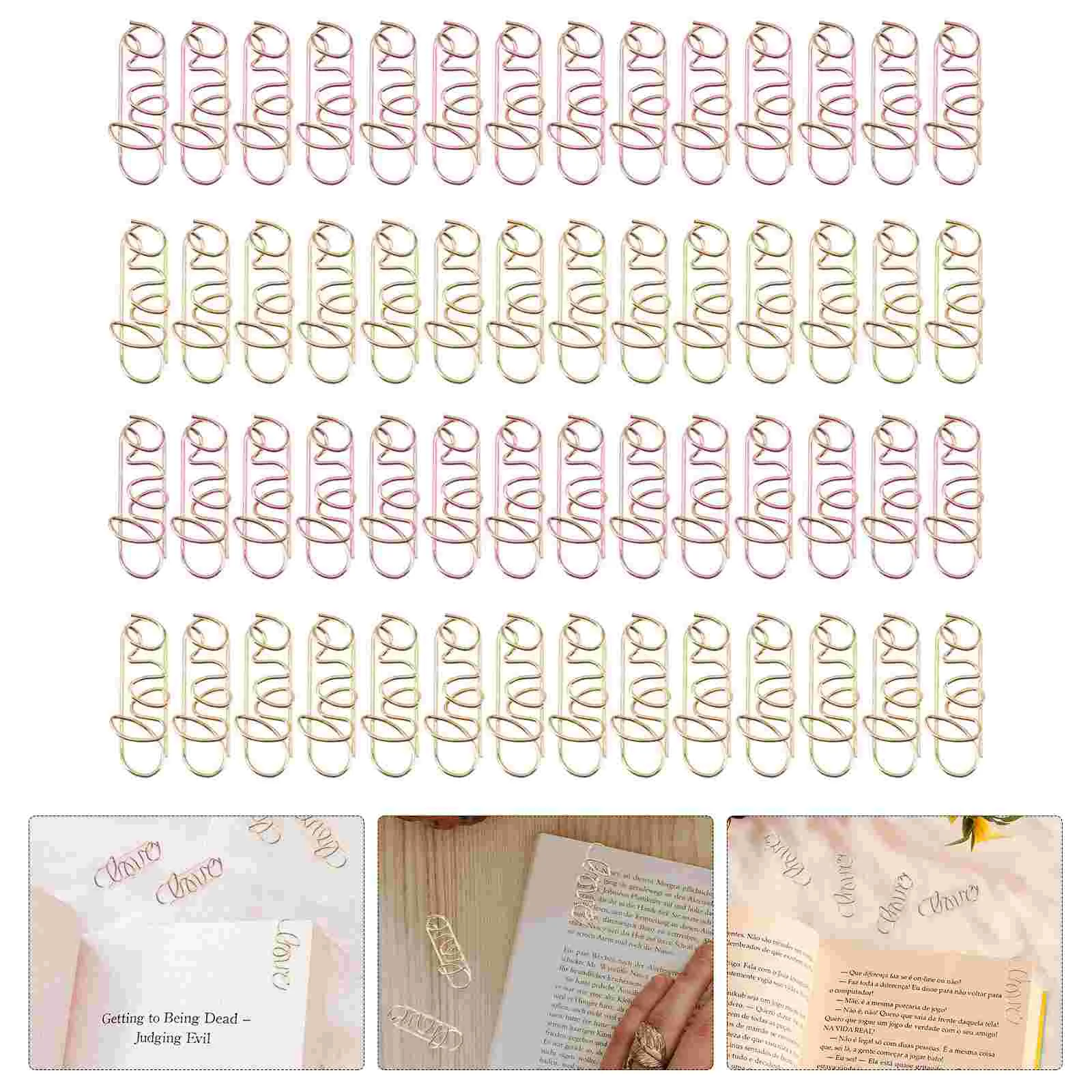 100 Pcs Paper Clip Love Shape Gold Clips Small Paperclip Letter Wedding Decorative Bookmarks Rose Paperclips Holder