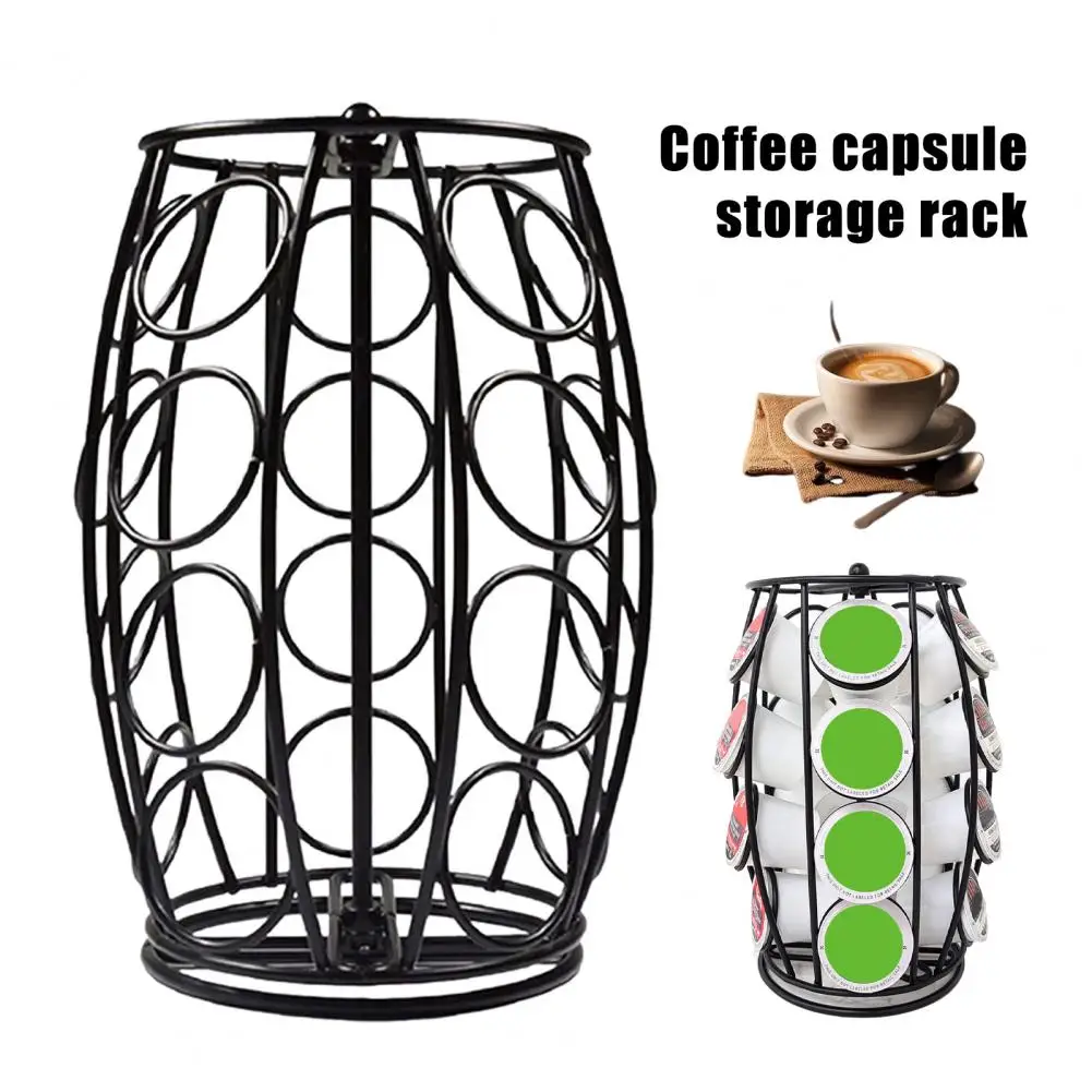 

Kitchen Shelf 360-degree Rotating Coffee Pods Holder Capacity Storage Organizer Stand for Capsules No Installation Needed Modern