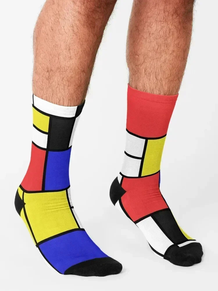 Mondrian # 2 calcetines transparentes esenciales para hombre, calcetines de marca de lujo para mujer