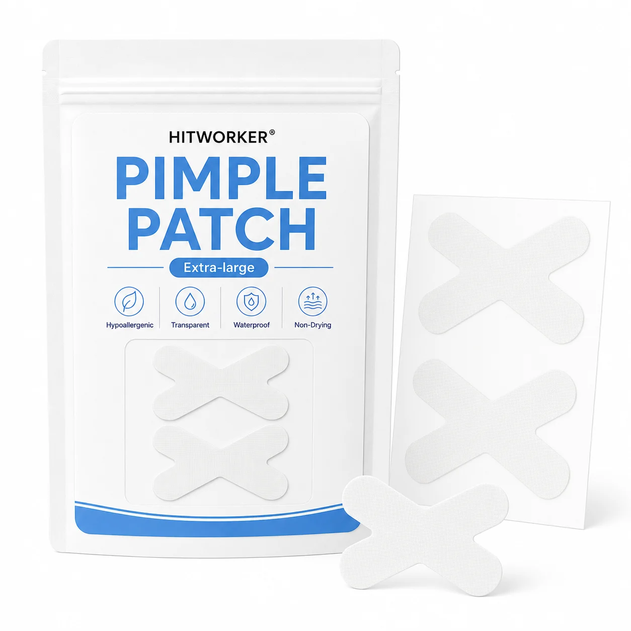 10PCS Extra Large Pimple Cover Patches, Clear-Look Hydrocolloid Beauty Patches For Day And Night Use, Easy Peel Spot Cover