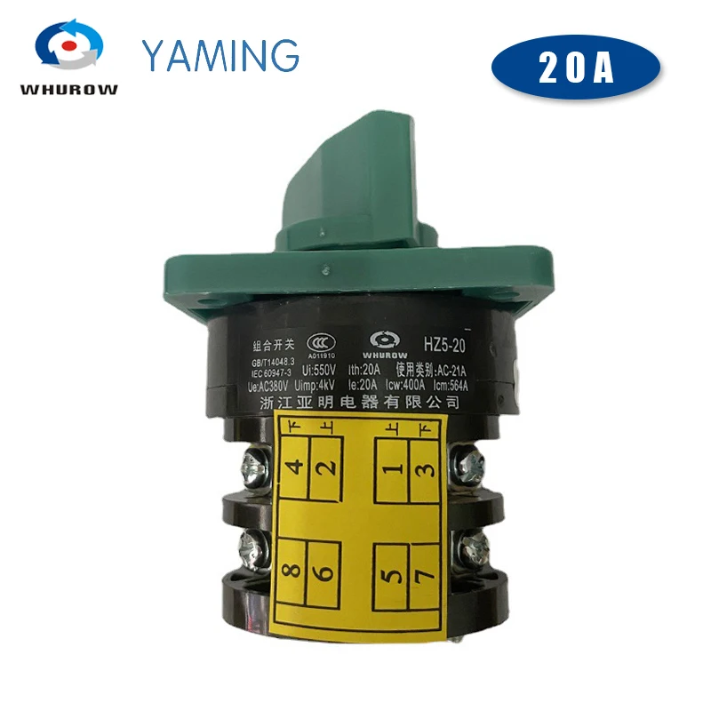 HZ5-20/4 L03 Changeover Cam Switch 20A 4KW Two Position 2 Levels 8 Screw Terminal Universal Cam Rotary Selector