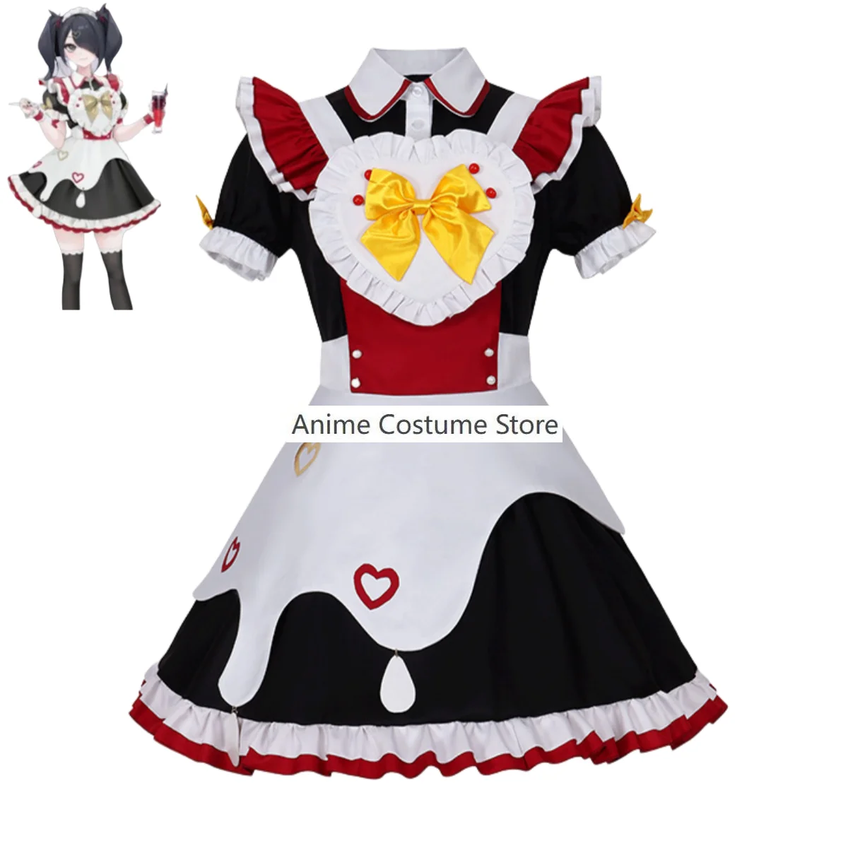 Fantasia de Cosplay Anime com Peruca para Mulheres, Vestido Empregada, Kawaii, Dia das Bruxas, Fato de Natal, Garota Necessita, Oversize, Ame Chan KAngel