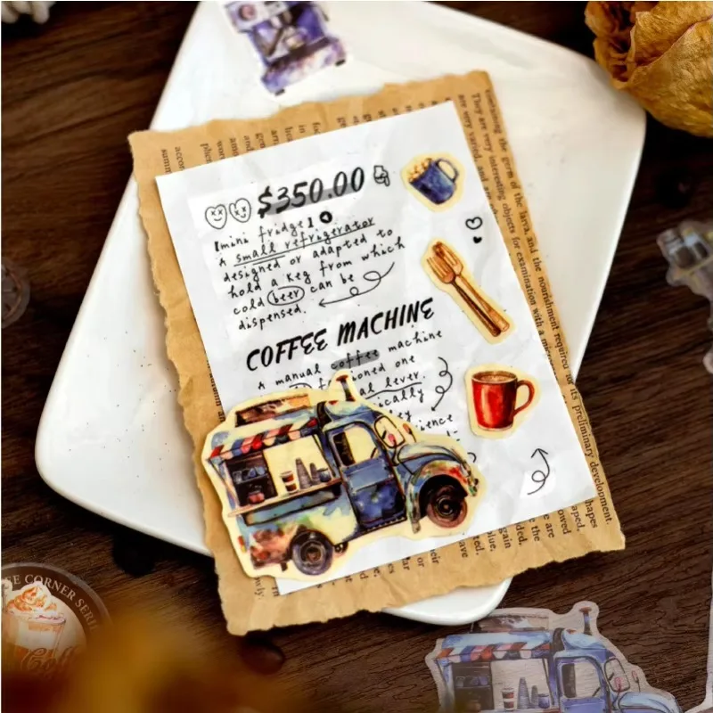 1 لفة PET Aquascape الشريط دافئ ركن القهوة الكتابة كتيب المواد الزخرفية ملصقات قاعدة الكولاج سجل القصاصات 60 مللي متر * 2 متر #2