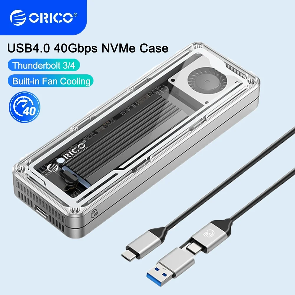 

ORICO 40Gbps M.2 NVME SSD Enclosure Case with Cooling Fan USB C USB4.0 NVMe SSD box Compatible Thunderbolt 3/4 Support 8TB SSD