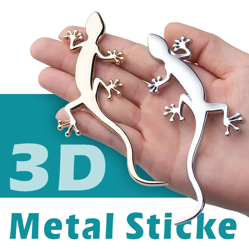 Car Stickers Metal 3D Gecko Car Logo Car Styling Accessories Metal Sticker Chrome Gecko Badge Emblem