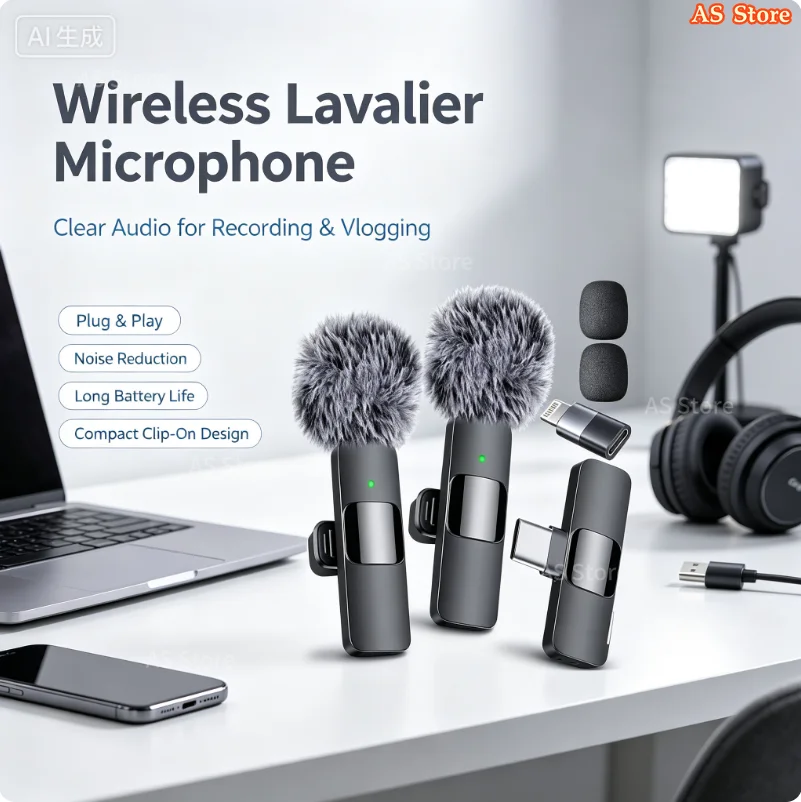 Micrófono de solapa inalámbrico mini portátil para transmisiones en vivo, juegos, grabación de audio y video en iPhone y Android 6