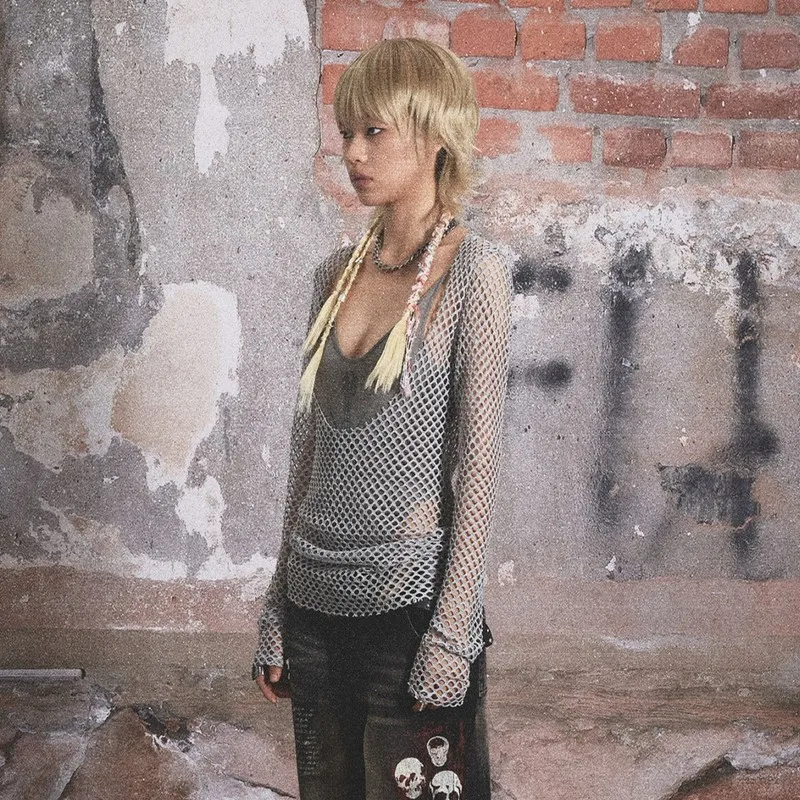Karrcat Grunge Ästhetik aushöhlen Strick oberteile Ödland Punk Distressed Jumper trashy y2k faulen Stil Pullover High Street 90er Jahre