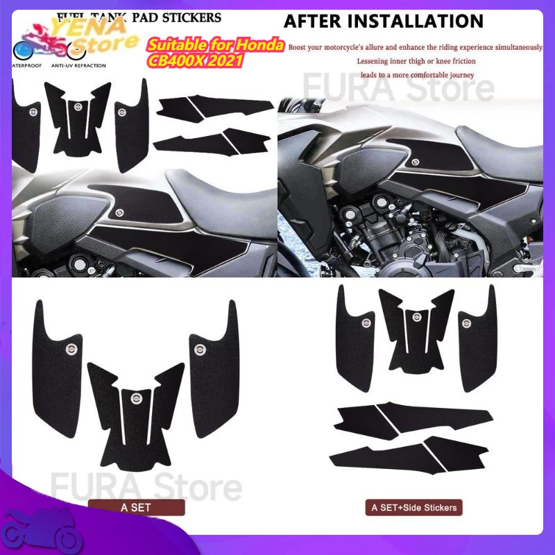 

Подходит для Honda CB400X 2021, мотоцикла, рыбья кость, противоскользящая защитная боковая наклейка на бак, наклейка на бак