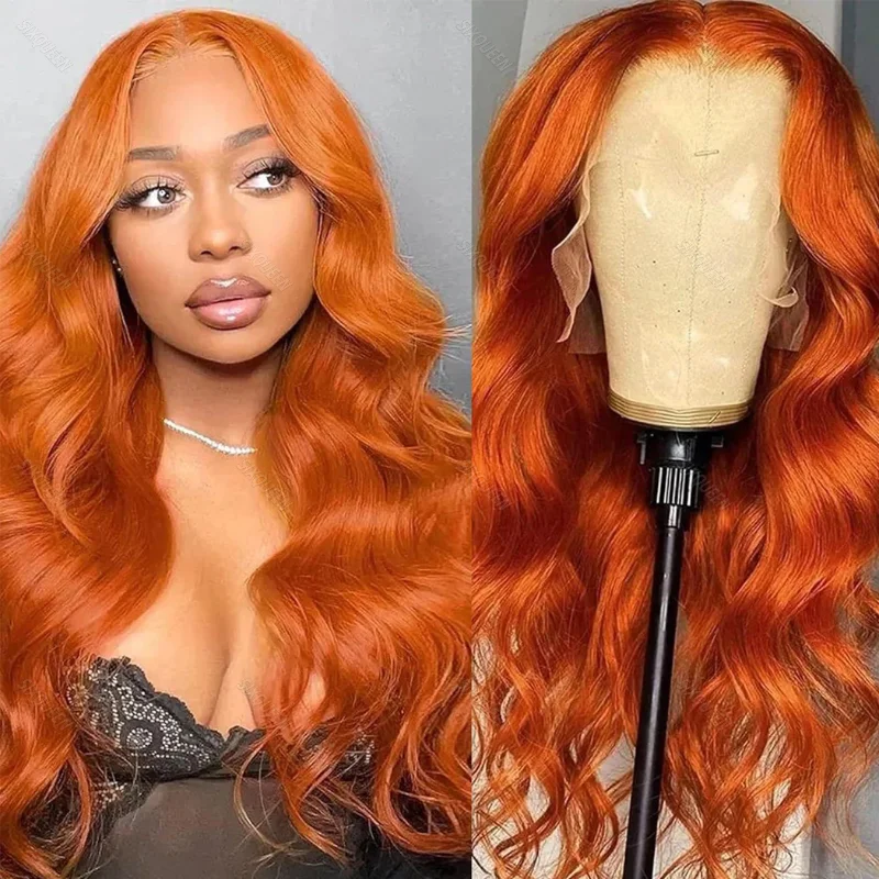

13x4 13x6 HD Transparent Lace Front Human Hair Wigs Frontal 100% Natural Brazilian Ginger Body Wave Hair For Women