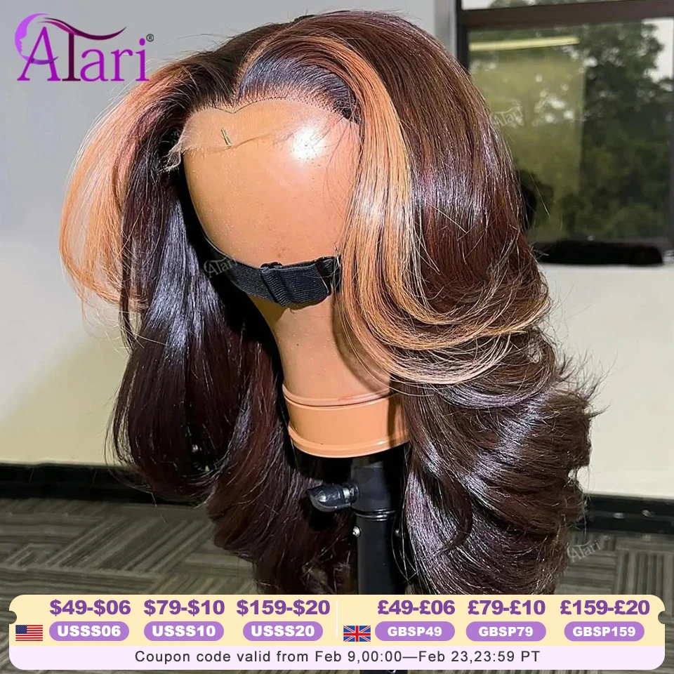 

Коричневый парик-боб из натуральных волос с хайлайтами, 180% плотность, 13x4, с полной кружевной передней частью, улучшенный короткий волнистый парик-боб для женщин