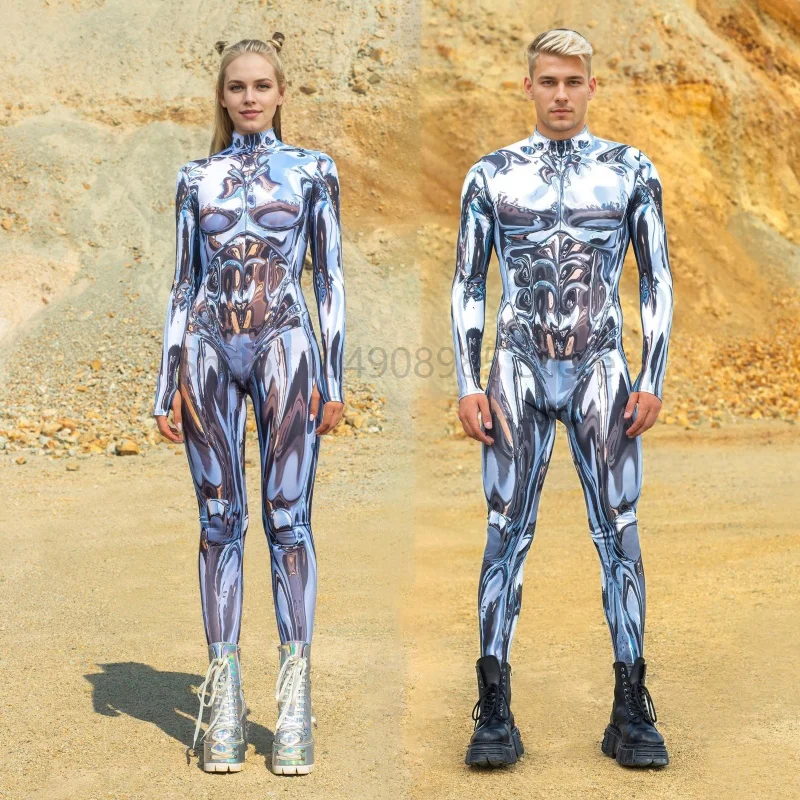 Cool 3D Printing CyberPunk Armor Tights Unisex Adult Jumpsuit Holiday Carnival Party Cosplay Costume Elastic Robot Bodysuits