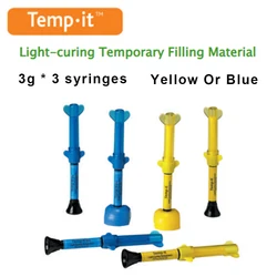 識別用の一時的な充填材料、医師の光、歯の穴、韓国の識別子、スパイダー温度、青と黄色、3g x3個