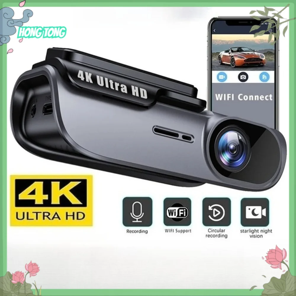

Видеорегистратор HONG TONG 2026 4K с Wi-Fi, автомобильная камера, видеорегистратор, черный ящик, круглосуточное видеонаблюдение, ночное видение