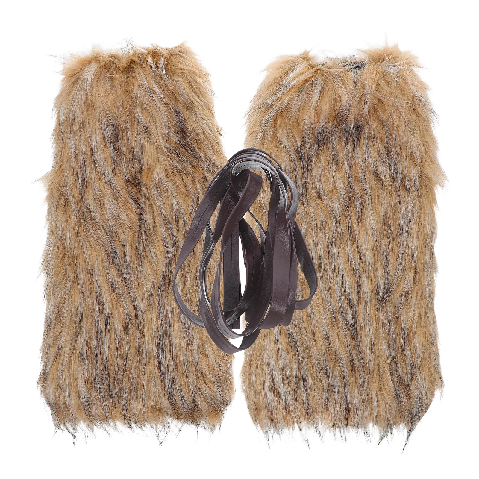 

1 Pair Viking Leg Wraps Furry Warmers Adjustable For Men Women Festival Cosplay Medieval Warrior Boot Cuffs Covers Accessory