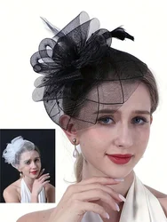1pc Fascinator Hat Tea Party Headband With Faux Feather Kentucky Derby Hat Horse Racing Flower Hat Hairband Headpiece Headwear