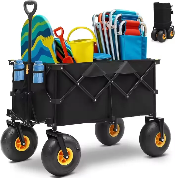 

Heavy Steel Outdoor Folding Camping Hand Beach Trolley Wagon Cart with Balloon Wheels