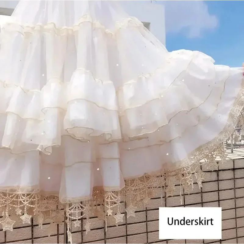 نجمة ثوب نسائي رائع لوليتا عظم السمك دعم تنورة قابل للتعديل العنف اليومي كارمن تنورة المرأة منتصف طول رقيق تنورة