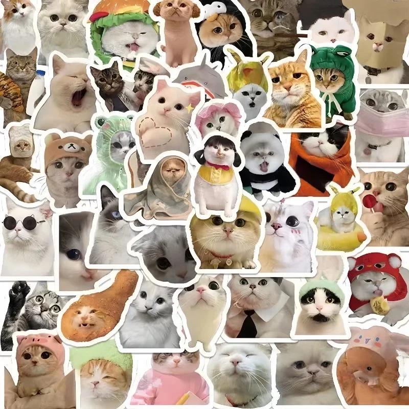 10/100 Buah Stiker Hewan MEME Kucing Lucu Lucu Stiker Kawaii Scrapbooking Notebook Bagasi Laptop Stiker Skateboard